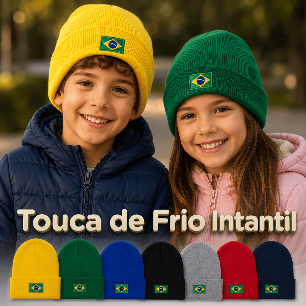 Touca Gorro Brasil Infantil Adulto Touca de Frio Outono Inverno Copa 2026 Quentinha Masculina Feminina