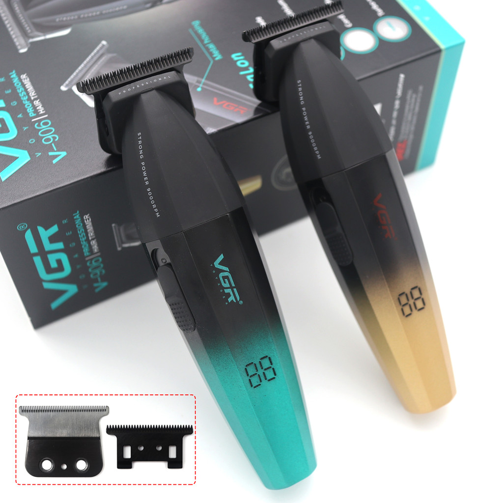 VGR V-906 Zero Gaped Lâmina De Cerâmica Máquina Aparador Profissional Para Homens Metal Completo DLC T-Blade De Acabamen