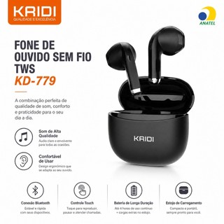 KAIDI KD-779 Fone de Ouvido Bluetooth TWS Sem Fio | Som HiFi | Bluetooth 5.4 | Estojo de …