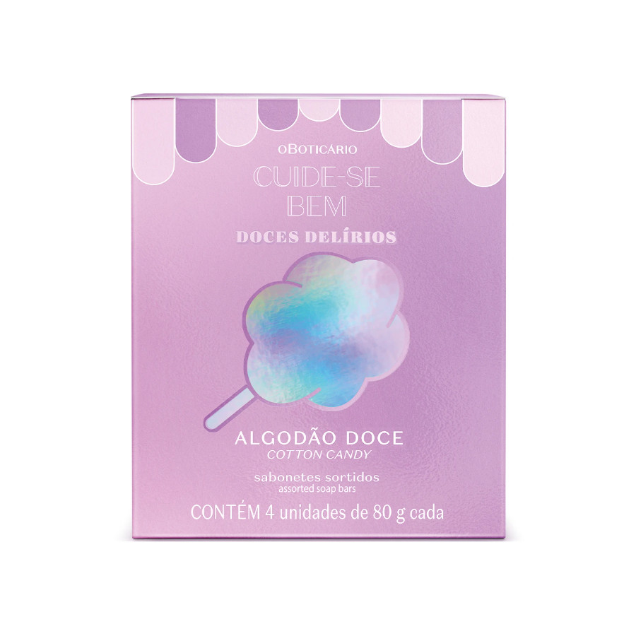 Kit Sabonetes Em Barra Sortidos Cuide-Se Bem Doces Delírios Algodão Doce 4X80G