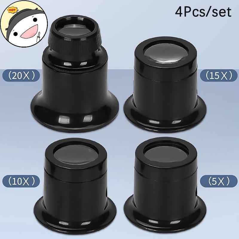 Maud 4 Pçs/set Lupa Lupas 5x/10/15x/20x kit De Ferramentas De Reparo De Relógio Jóias Relojoeiro De Vidro Pt