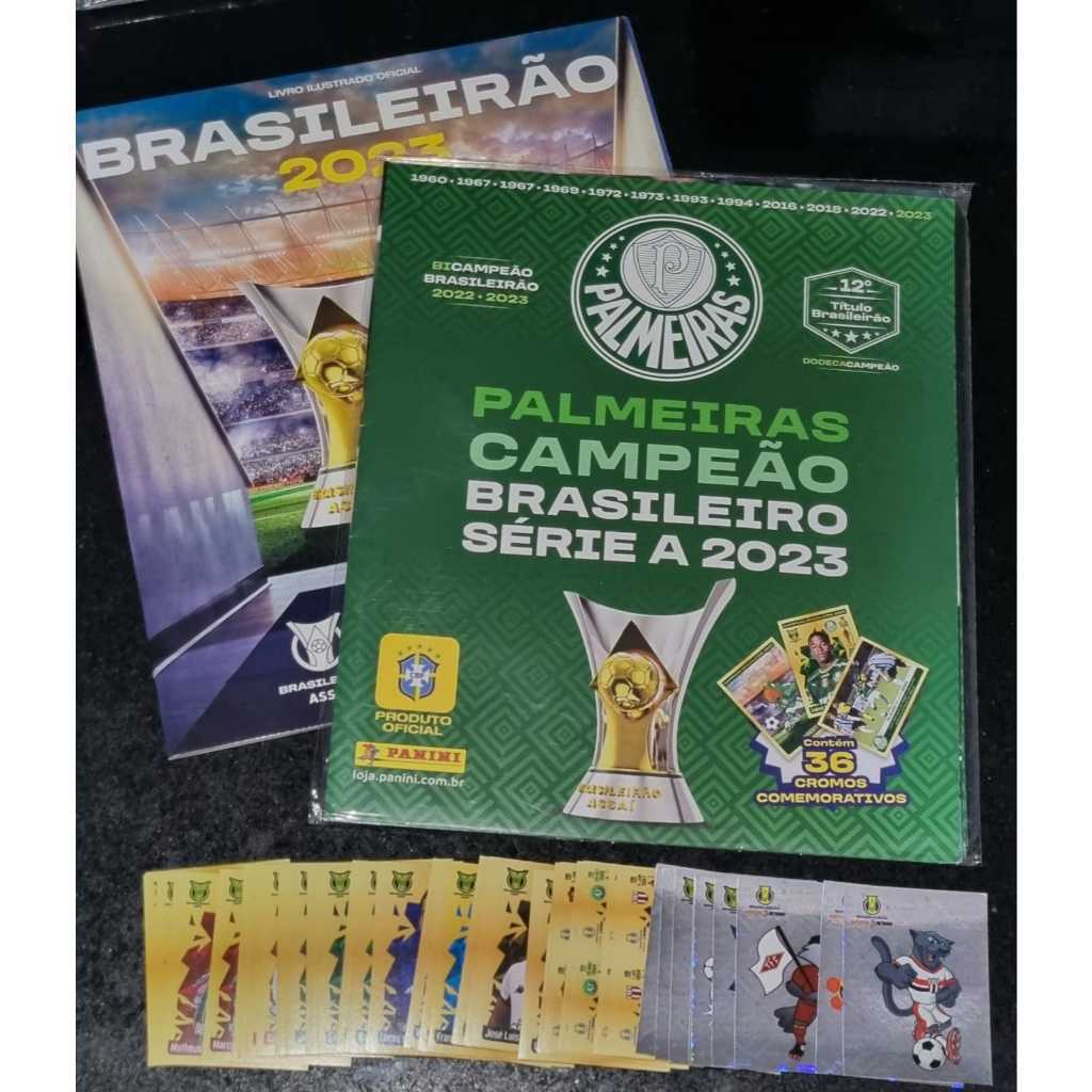 Álbum de figurinhas do Brasileirão 2023 + Pôster do Palmeiras Campeão Brasileiro 2023 + 55 Figs