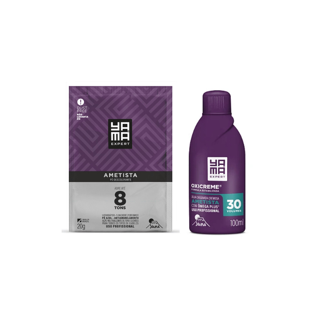 Kit Po Descolorante Ametista Yama 20g + Oxigenada Ametista 30v Yama - 100ml