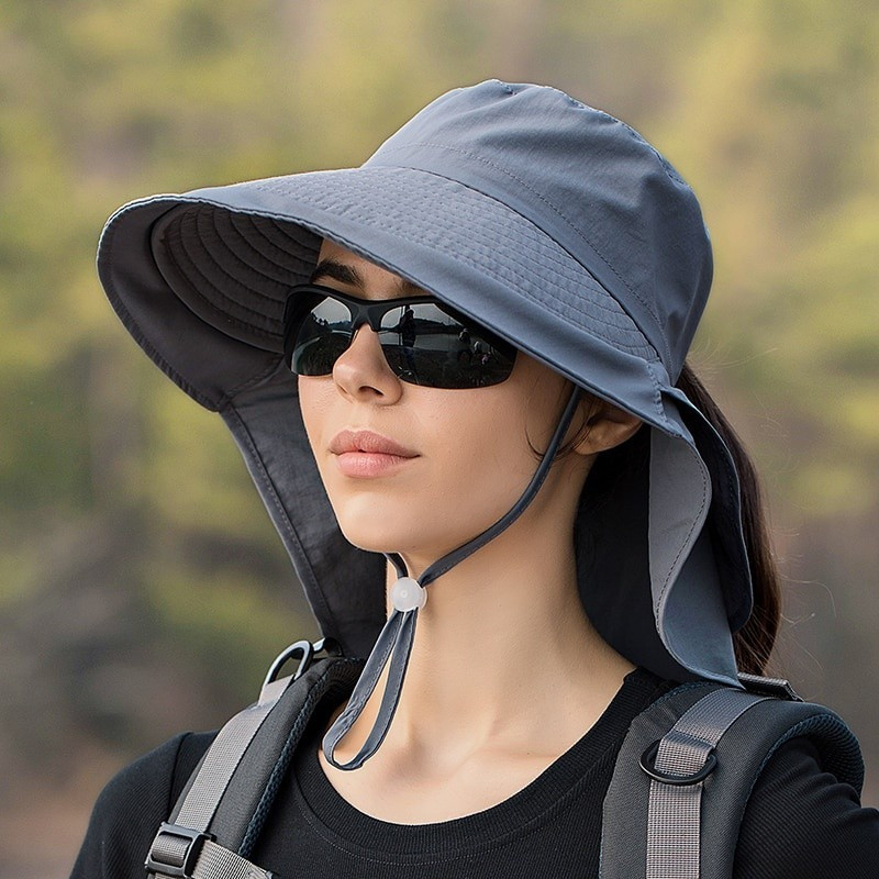 Chapéu De Sol Feminino De Aba Larga Para O Verão , Pesca Ao Ar Livre , Caminhadas , Proteção UV , Viseira De Pescoço