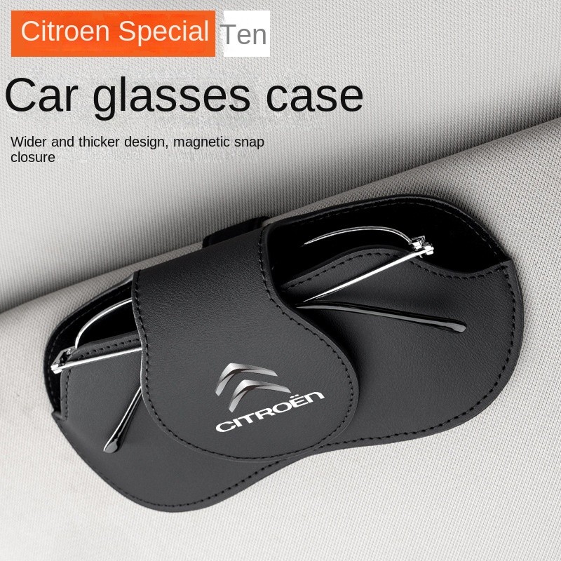 [Estojo de óculos de couro ~] Adequado para Citroen Versailles C5X/C3-XR/Tianyi C5 Estojo de óculos de carro Viseira de
