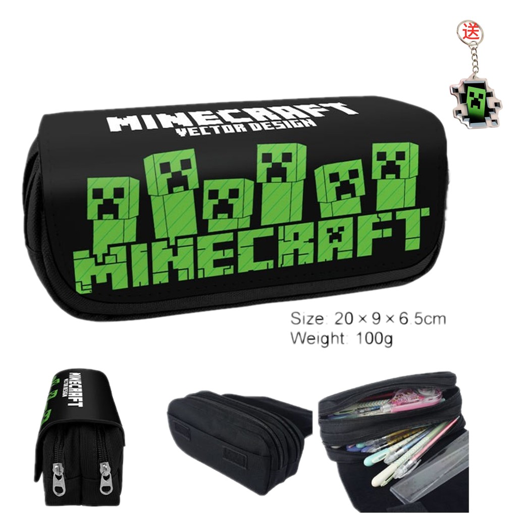 Minecraft Merchandise Papelaria Caixa MC Lápis Bolsa Dupla Camada Grande Capacidade Minecraft Mercadoria Papelaria