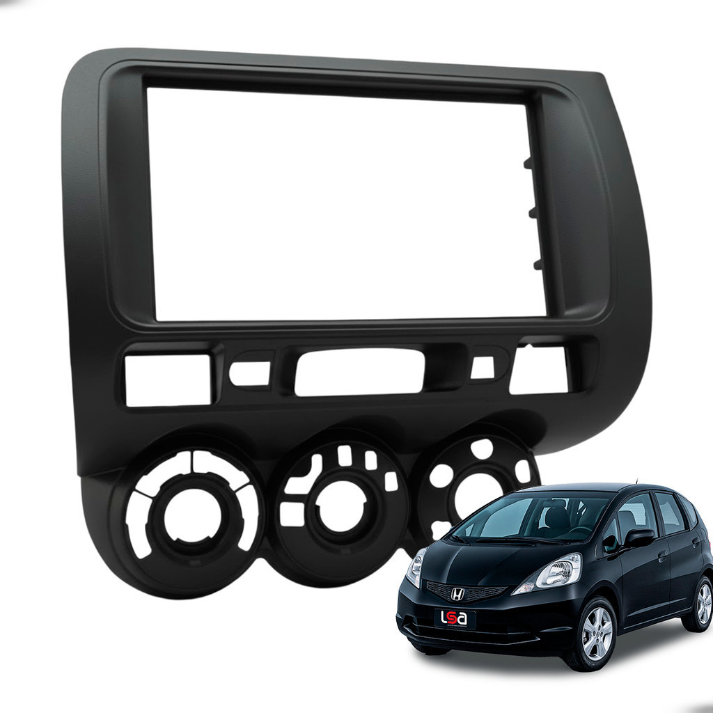 Moldura Painel 7 Polegadas Fiamon MP5 Honda Fit 2004-2008 Cor Grafite Alta Qualidade Acabamento Original