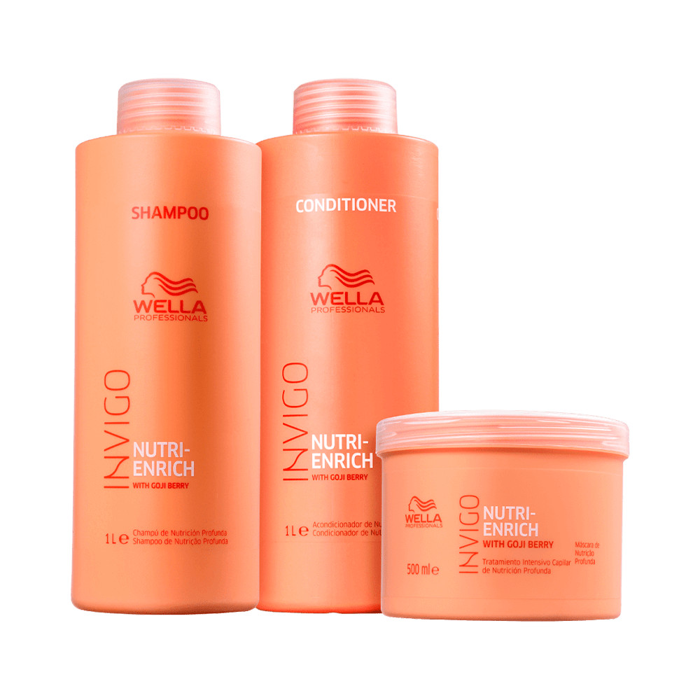Kit Wella Professionals Invigo Nutri-Enrich Shampoo 1L + Condicionador 1L + Máscara 500ml