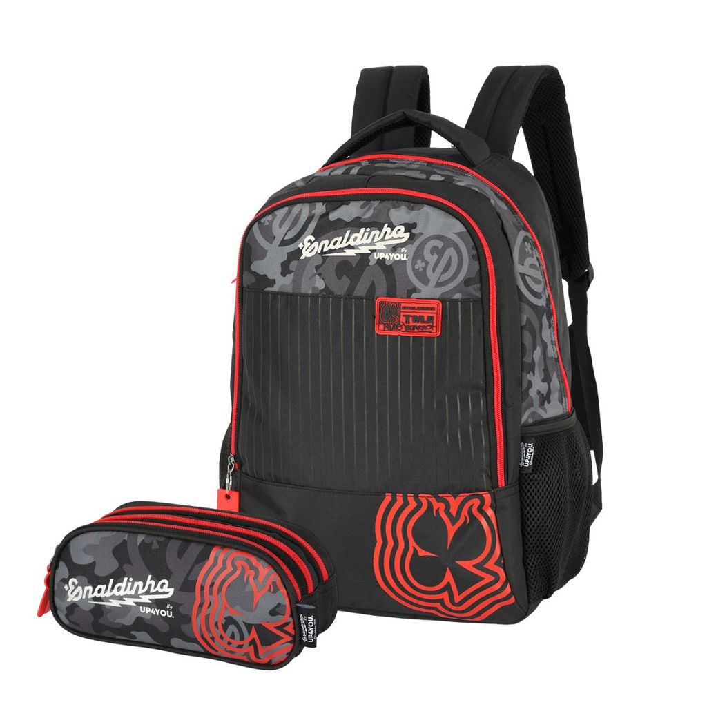 Kit Mochila Bolsa de Costas Enaldinho Estojo Triplo Escolar
