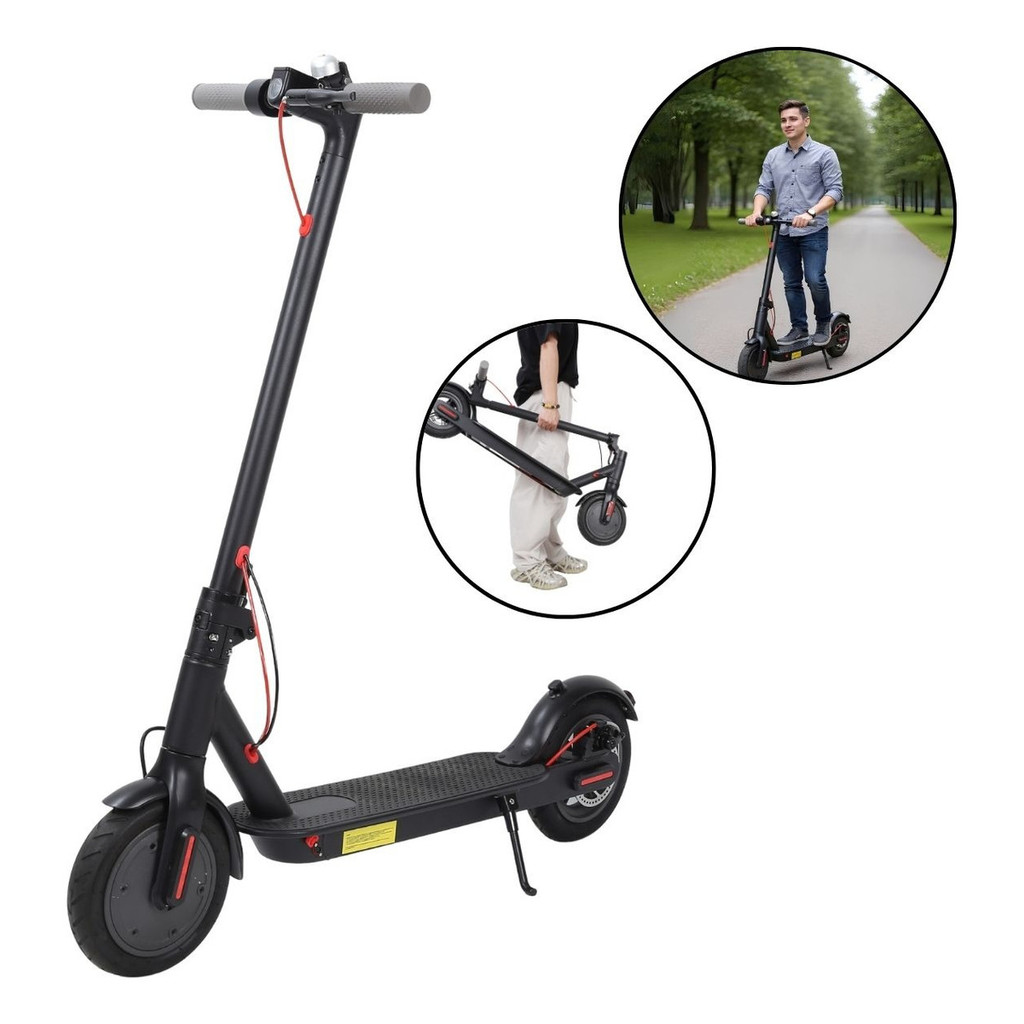 Patinete Elétrico Scooter Preto 350w Dobrável 35km Importway