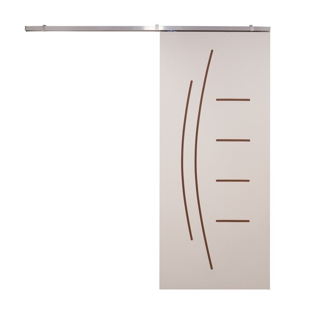 Porta de Correr Branco Prime Frisada Kit Alumínio F08 - SMILE - 210x100