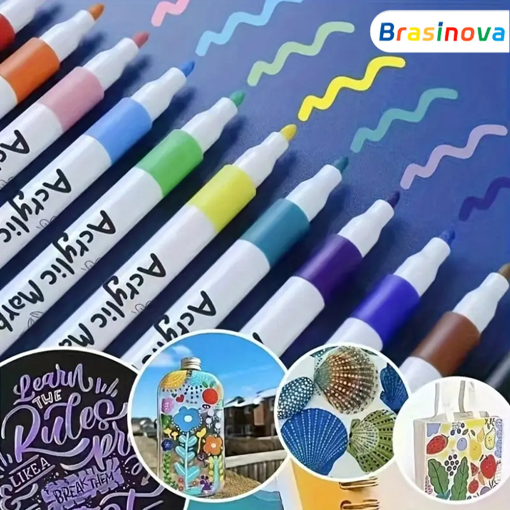 Kit 12/24/36/48 Cores Caneta Acrílica Multisuperfície: Madeira, Tecido, Tênis em Oferta na Shopee