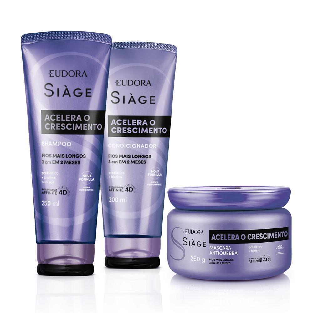 Eudora Kit Siàge Acelera o Crescimento: Shampoo 250ml + Máscara Capilar 250g + Condicionador 200ml em Oferta na Shopee