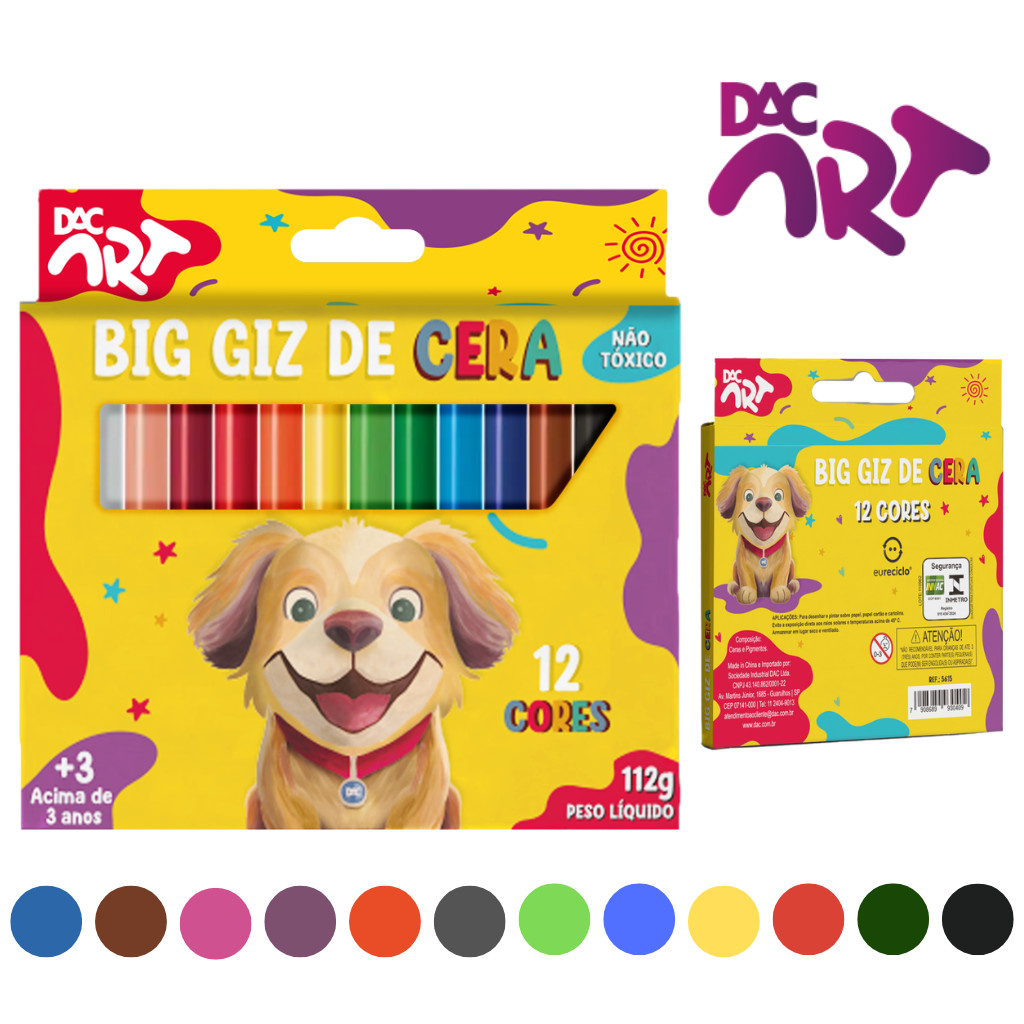 Giz de Cera Big 12 Cores - DAC ART - BLISTER