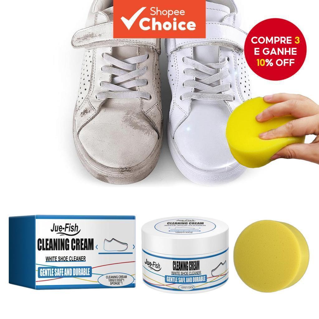 Jue-Fish Limpador de Calçados para Tênis Brancos Remoção de Manchas Polidor de Calçados Clareamento Limpeza em Oferta na Shopee