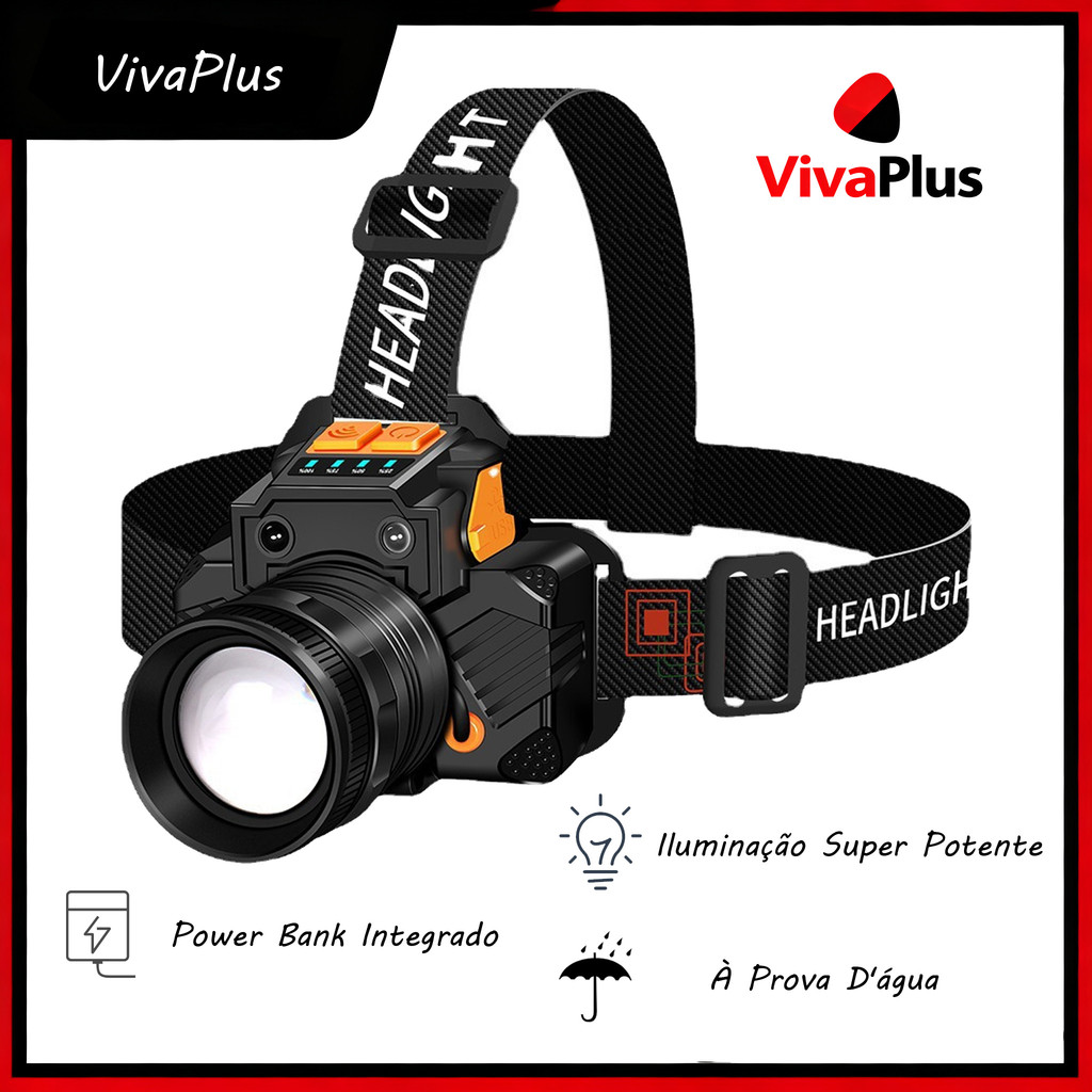 Imagem Cabeca Professional Lantern Led Prova Dágua Farol Potente Forte Recarregável Para Camping