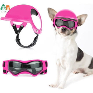 Capacete E Óculos Para Cães , Chapéu Pequeno Motocicleta Com Alças Ajustáveis Passear Seu Cachorro em Oferta na Shopee