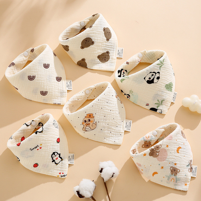 Kit C/3 Babador Bandana de Bebê 100% Algodão 23cm x 18cm - Sortidas ANJIN