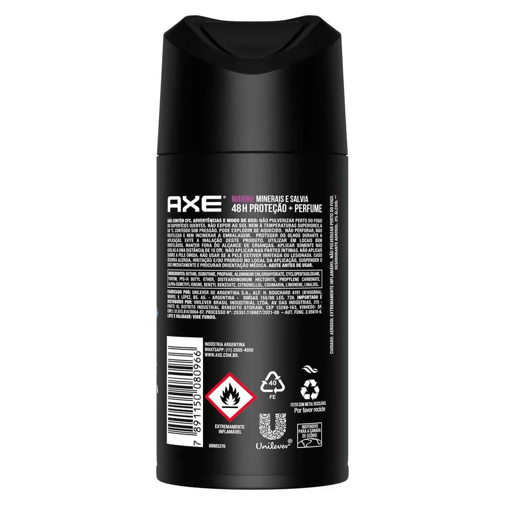 Detalhes do Desodorante Antitranspirante Aerosol Axe Marine 90g