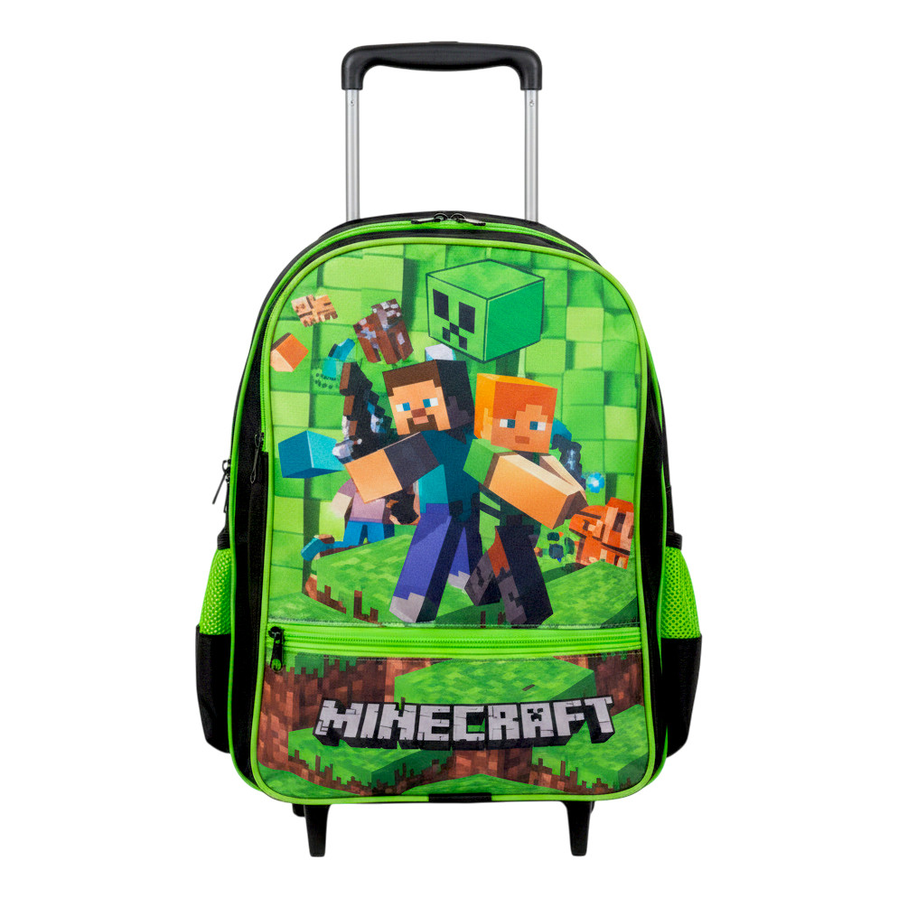 Mochila Minecraft Infantil Escolar Sandbox Rodinhas Menino