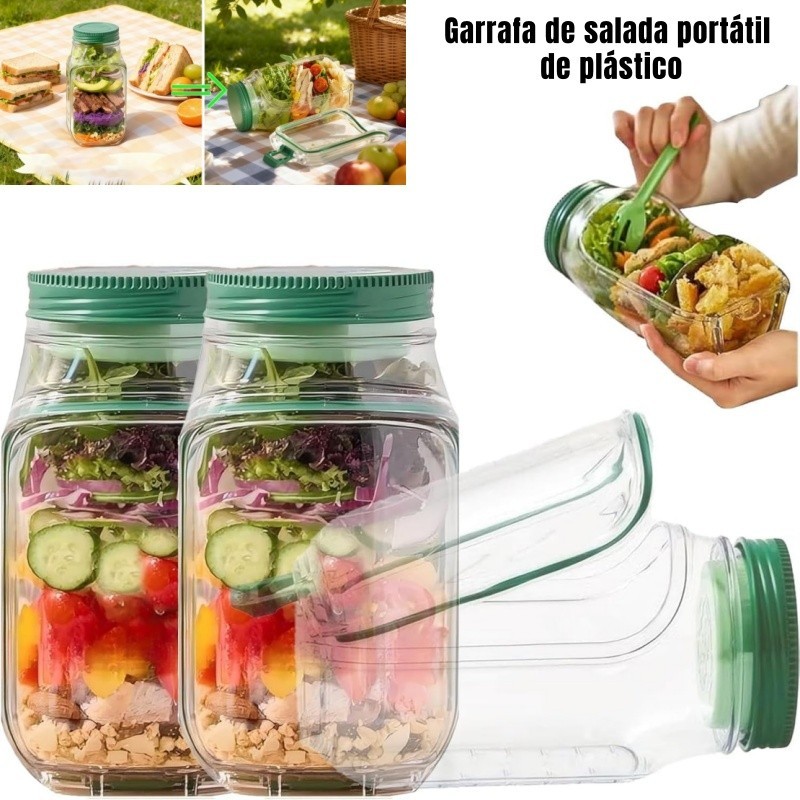Pote Para Salada com Abertura Lateral 800ml-1000ml A Prova De Vazamento Portátil Caixa De Armazenamento De Frutas