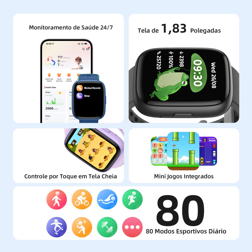 Relógio inteligente infantil BETTDOW de 1,83 polegadas, com função FineMy, resistência à água I67 e lembretes inteligent · foto 2