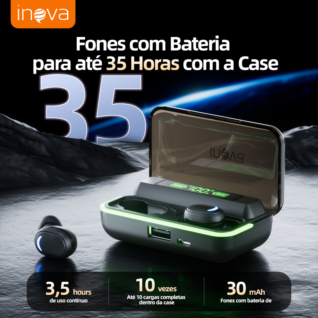 Fone Bluetooth Sem Fio TWS Barato 4Borrachais Som Estéreo Dolby