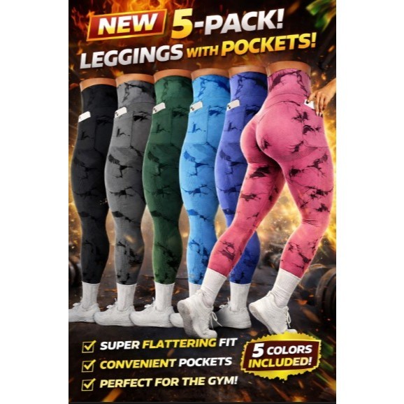 Kit 4x Calça Legging Esportiva Yoga Tie Dye Sem costura Empina Bumbum Academia Cintura alta