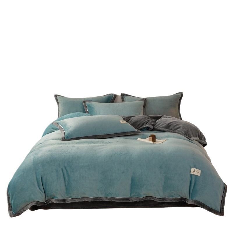 Conjunto de quatro peças de lã de leite Coral velo 2025 inverno engrossado colcha capa folha cama conjunto de três peças