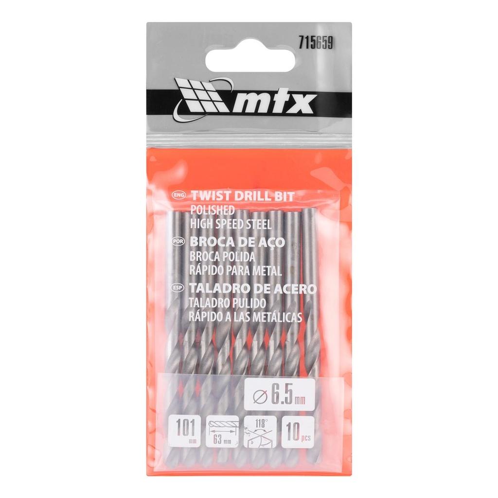 Broca Aço Rápido Para Metal 6,5mm 10 Peças HSS 62-65 HRC