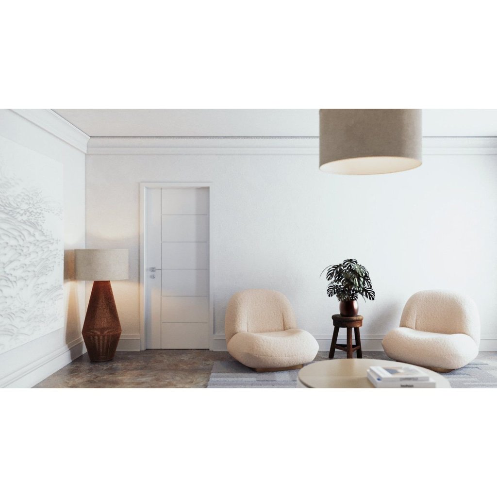 Folha de Porta de Madeira 210x80cm Espessura 3,5cm Mmc Primer Frisada Elegance Eucatex Primer