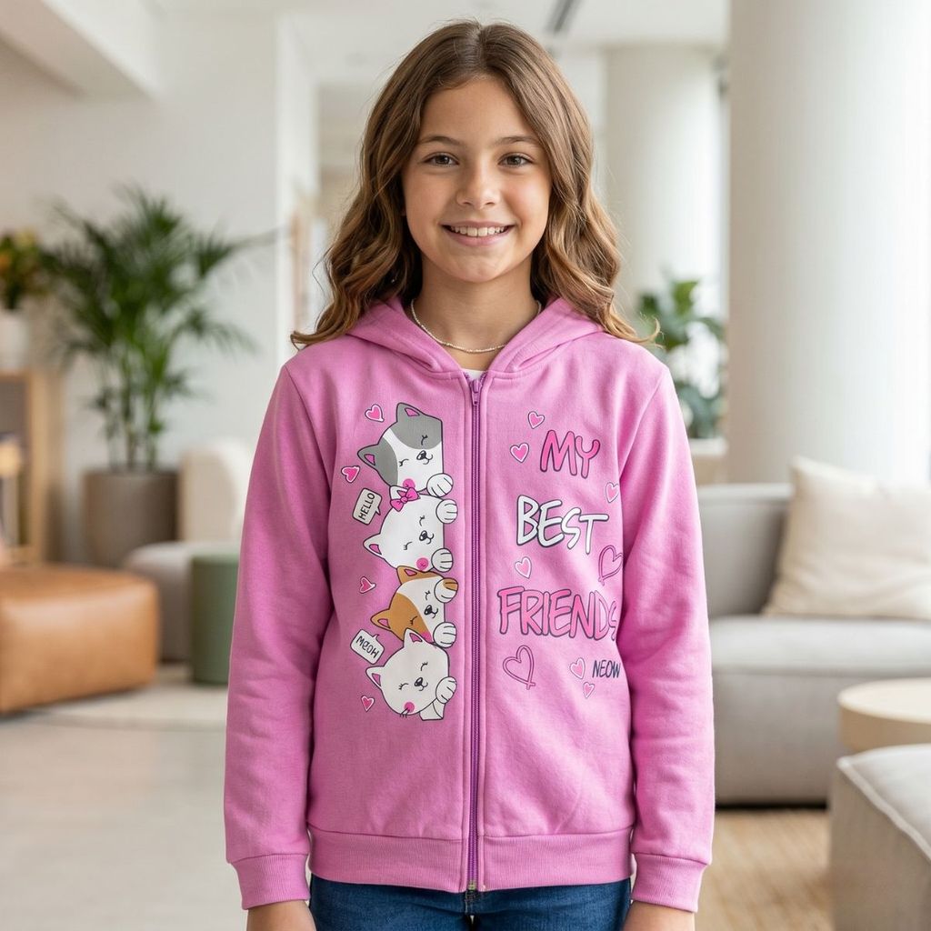 Blusa Infantil Feminina Manga Longa Moleton Capuz Menina Moda Inverno 10 a 14 Anos Quentinha