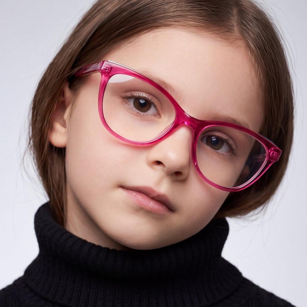 Armação Oculos infantil Menina Acetato Nylon Oval Gatinho Tamanho P 99059