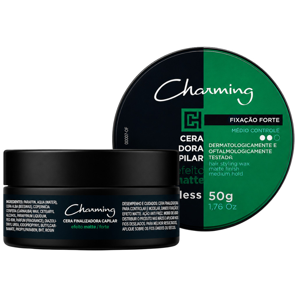 Pomada Cera Modeladora Charming Cless Efeito Matte Forte Fixador Cabelo Masculino 50g