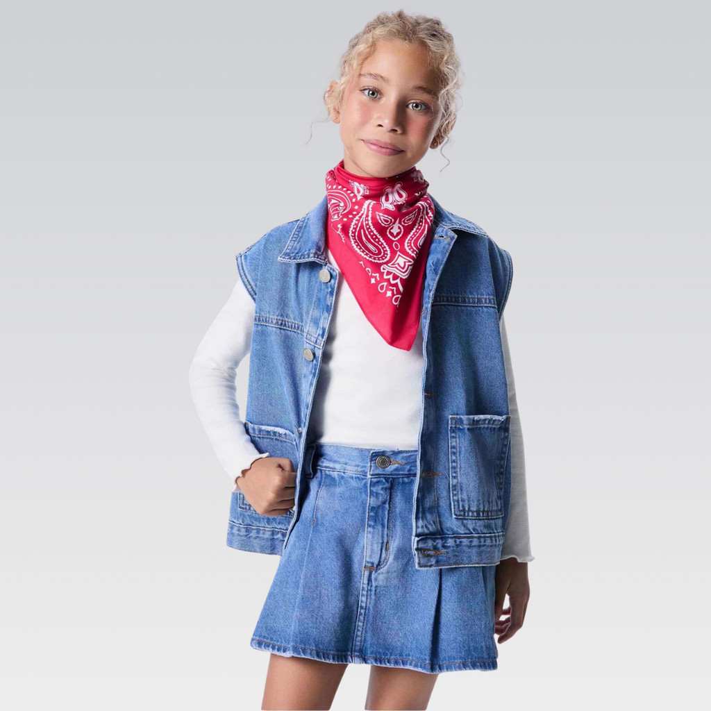 Colete Jeans Infantil Menina Menino Hering Alongado Bolsos