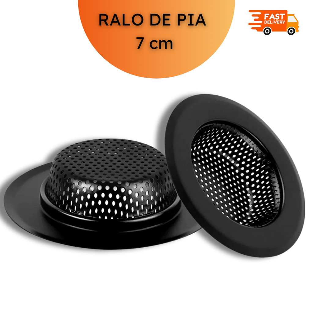 Ralo Preto para Pia 7cm Aço Inox Pia Tanque Reforçado -  2, 3, 5 ou 10 unidades