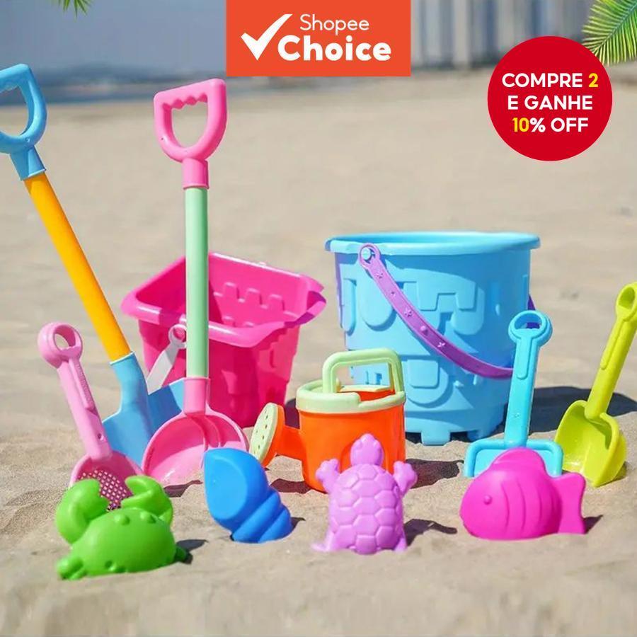 Jogo de Brinquedos de Praia para Crianças com Pá Grande, Balde e Ferramenta de Escavação e...