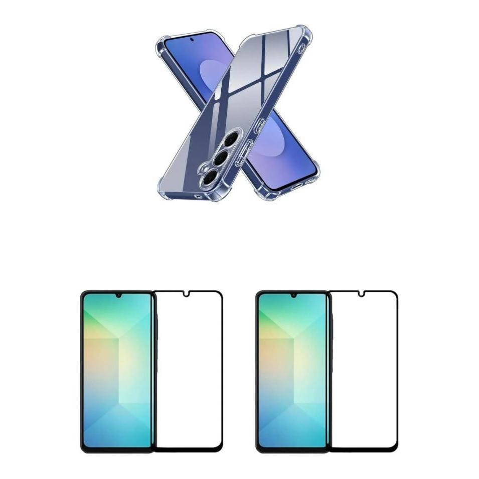 2UN Películas 3D Vidro + Capa Silicone TPU Para Samsung Galaxy A17 5G