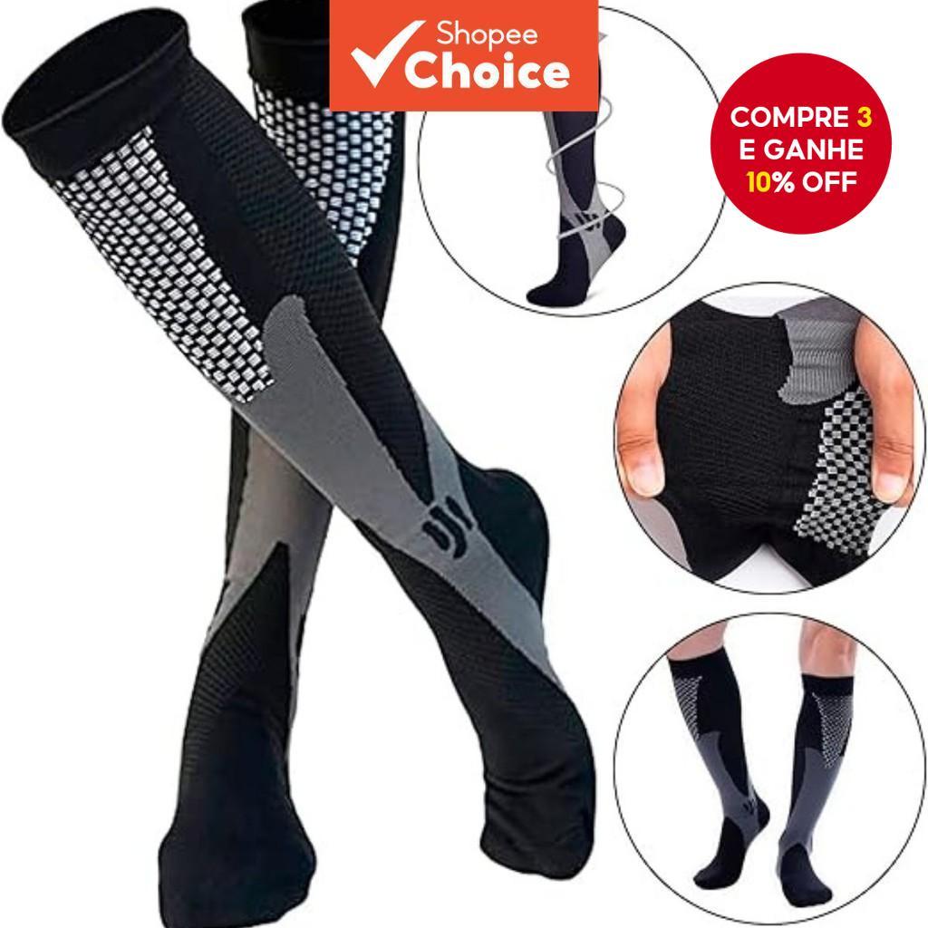 Meias De Compressão Pretas Masculinas – Suporte Para Alívio Da Dor E Circulação Sanguínea Esportes Uso Diário em Oferta na Shopee