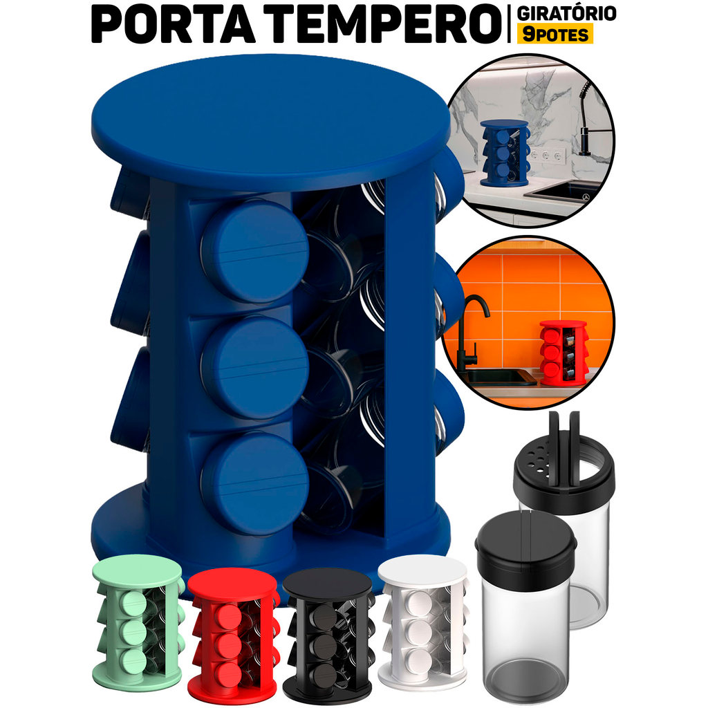 Porta Temperos Giratório Unitermi C/ 9 Potes Organizador Prático P/ Cozinha Moderna	 em Oferta na Shopee