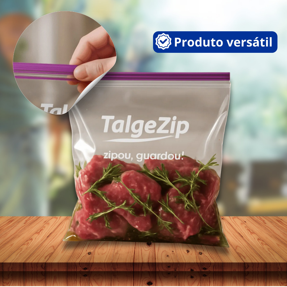 Saco Zip Fecho Duplo Para Alimentos e Utilidades Marca da linha Talge