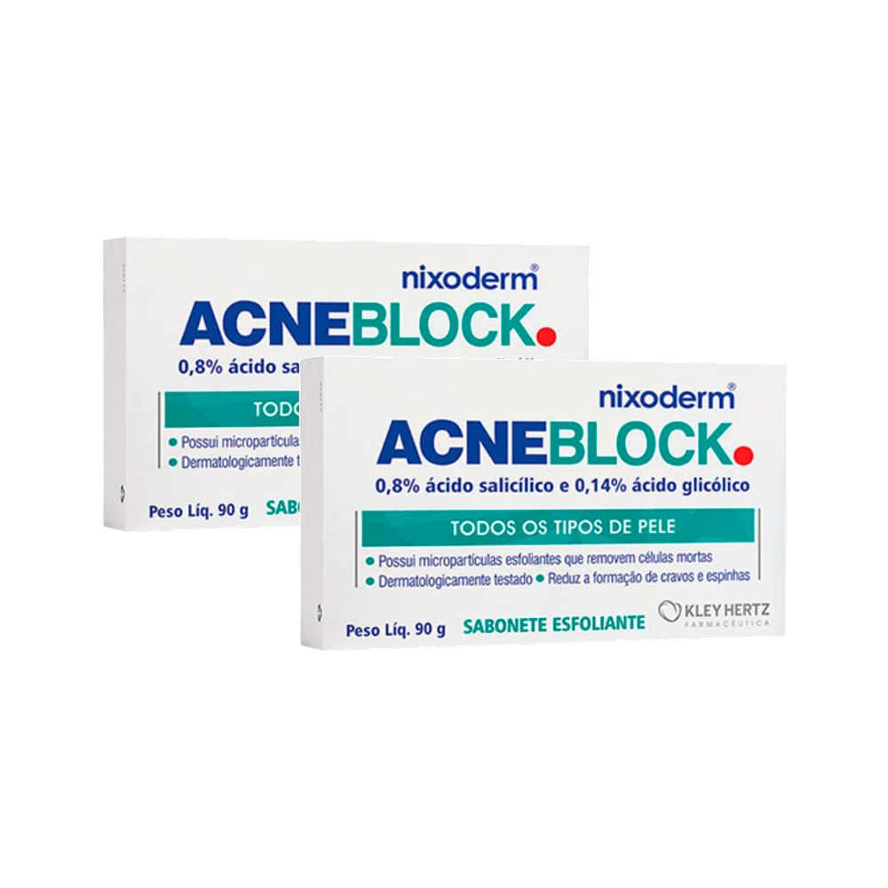Kit 2 Acneblock Sabonete em Barra Esfoliante Todos os tipos de pele 90g