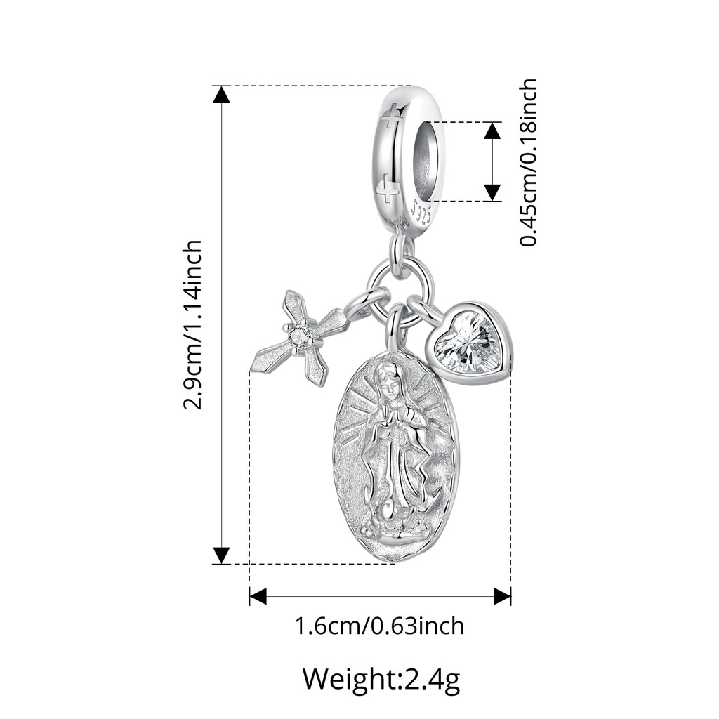 Bamoer Pingente Nossa Senhora Prata 925 Conta DIY Amuleto de Proteção Acessório Elegante para Mulheres, Meninas e Homens — imagem 2 de 2