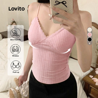 Lovito Bralette Casual Sem Gola com Sem Arame Push Up Estilo Coreano Abacate para Mulheres LNE126030 em Oferta na Shopee