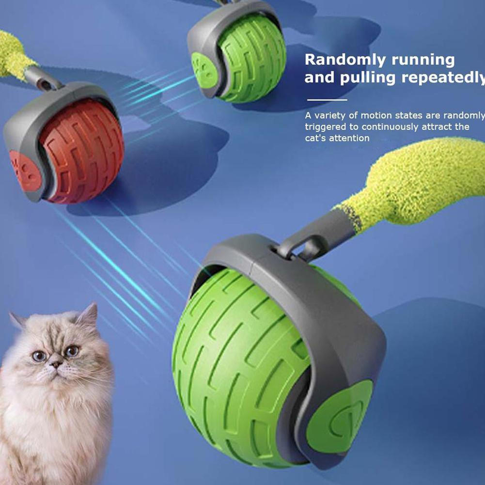 Bola Interativa De Brinquedos Para Gatos Com Teaser De Gato Internos , Rolamento Rápido No Tapete , Chilrear E R8b1