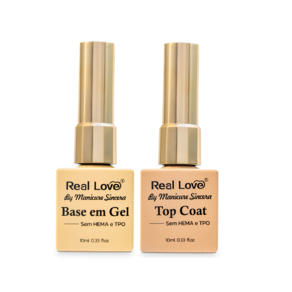 Kit Top Coat + Base em Gel 10ml Sem HEMA e Sem TPO- Real Love v em Oferta na Shopee