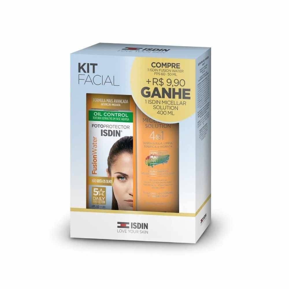 Kit Isdin Protetor Solar Facial Fusion Water Fps60 50ml + Água Micelar 400ml
