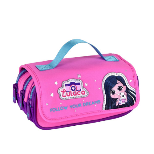 Estojo Triplo Luluquinha Youtuber Luluca Escolar Infantil Rosa Com Roxo Clio em Oferta na Shopee