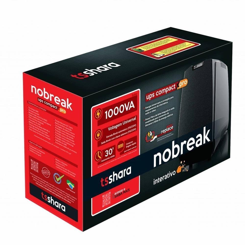 Nobreak TS Shara XPro Compact 1000VA Bivolt Automático com 6 Tomadas – Modelo 4528
