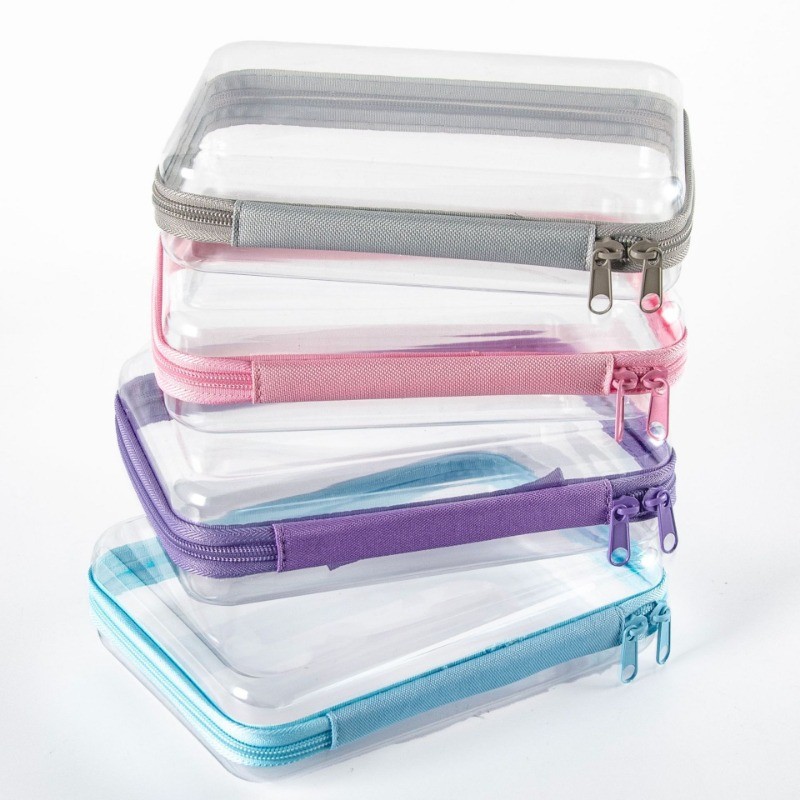 Estojo Transparente Com Zíper Rígido , Bolsa De Maquiagem Para Viagem À Prova De Esmagamento Serviços Pesados , Bolsas T